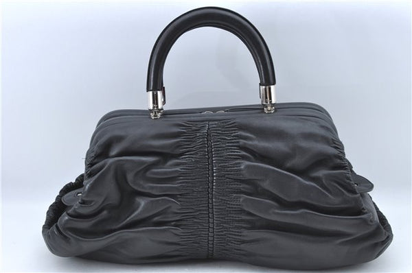 Authentic Christian Dior Hand Bag Purse Leather Black CD 4011C