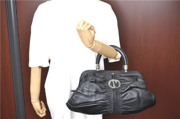 Authentic Christian Dior Hand Bag Purse Leather Black CD 4011C