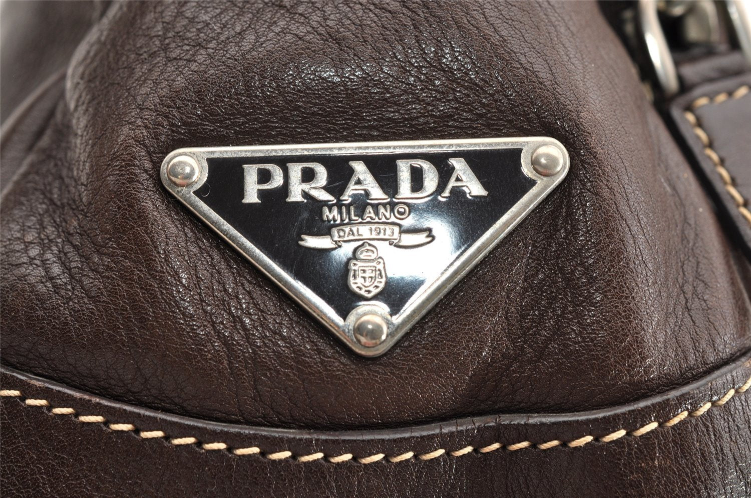 Authentic PRADA Vintage Leather Nappa Shoulder Hand Bag Purse Brown 4012I