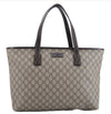 Authentic GUCCI Shoulder Hand Tote Bag GG PVC Leather 211137 Brown 4014E