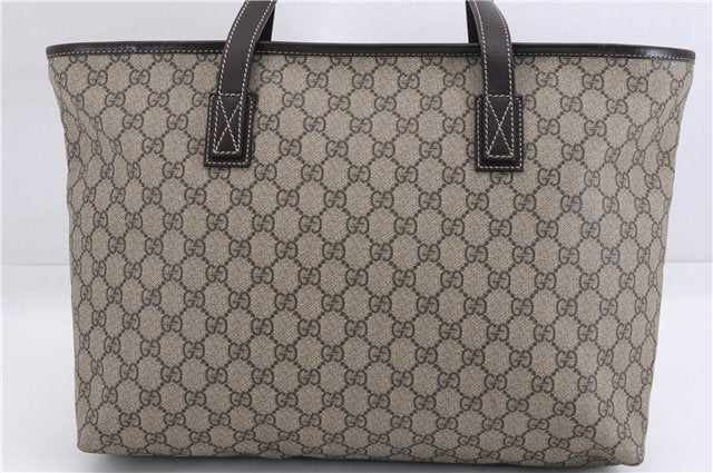 Authentic GUCCI Shoulder Hand Tote Bag GG PVC Leather 211137 Brown 4014E