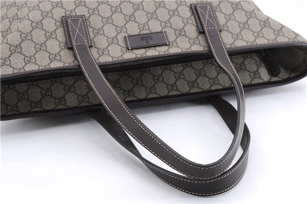 Authentic GUCCI Shoulder Hand Tote Bag GG PVC Leather 211137 Brown 4014E