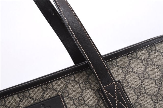 Authentic GUCCI Shoulder Hand Tote Bag GG PVC Leather 211137 Brown 4014E