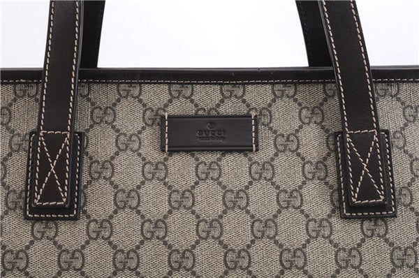 Authentic GUCCI Shoulder Hand Tote Bag GG PVC Leather 211137 Brown 4014E