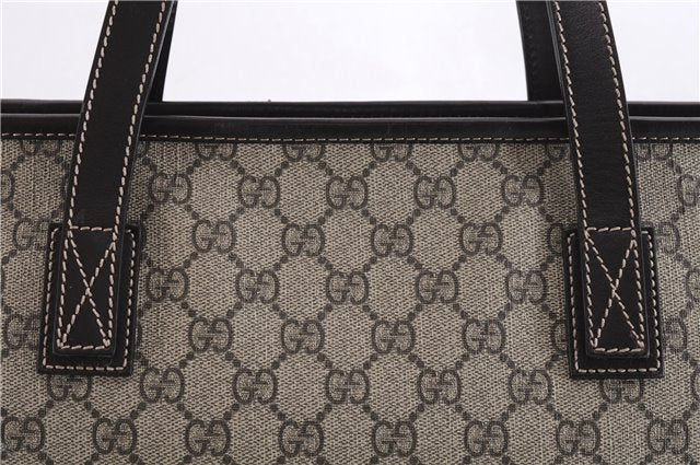 Authentic GUCCI Shoulder Hand Tote Bag GG PVC Leather 211137 Brown 4014E