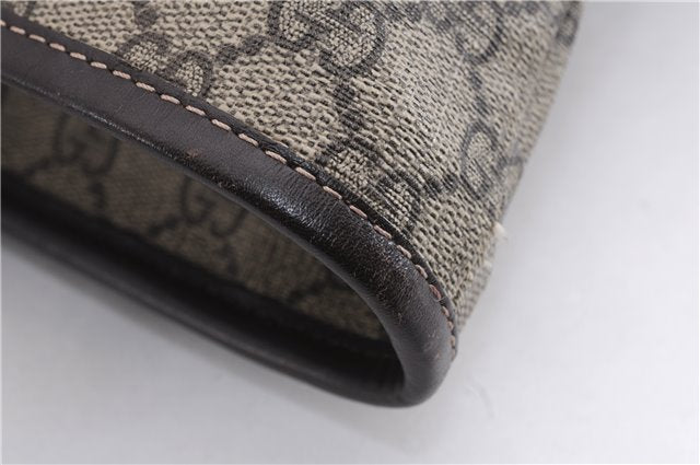 Authentic GUCCI Shoulder Hand Tote Bag GG PVC Leather 211137 Brown 4014E