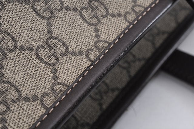 Authentic GUCCI Shoulder Hand Tote Bag GG PVC Leather 211137 Brown 4014E