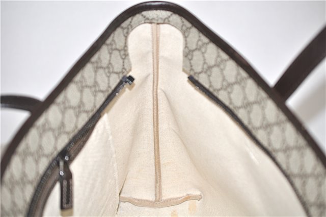 Authentic GUCCI Shoulder Hand Tote Bag GG PVC Leather 211137 Brown 4014E