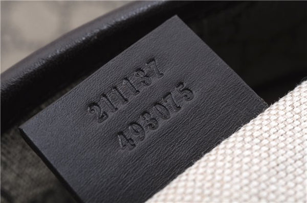 Authentic GUCCI Shoulder Hand Tote Bag GG PVC Leather 211137 Brown 4014E