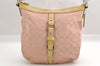 Authentic COACH Signature Shoulder Bag Canvas Enamel Leather F14446 Pink 4014I