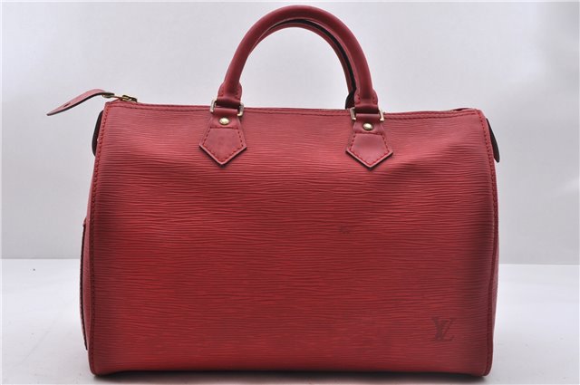 Authentic Louis Vuitton Epi Speedy 30 Hand Bag Red M43007 LV 4016D