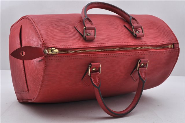 Authentic Louis Vuitton Epi Speedy 30 Hand Bag Red M43007 LV 4016D