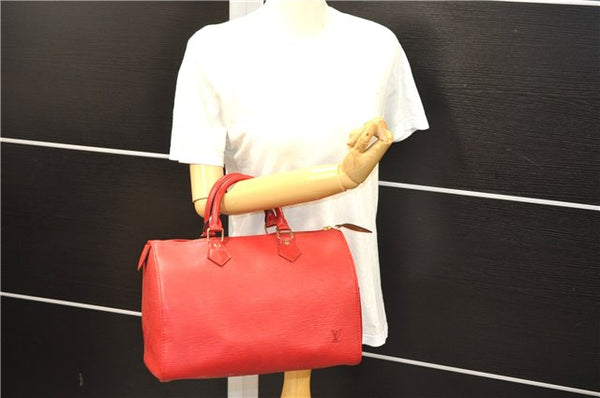 Authentic Louis Vuitton Epi Speedy 30 Hand Bag Red M43007 LV 4016D
