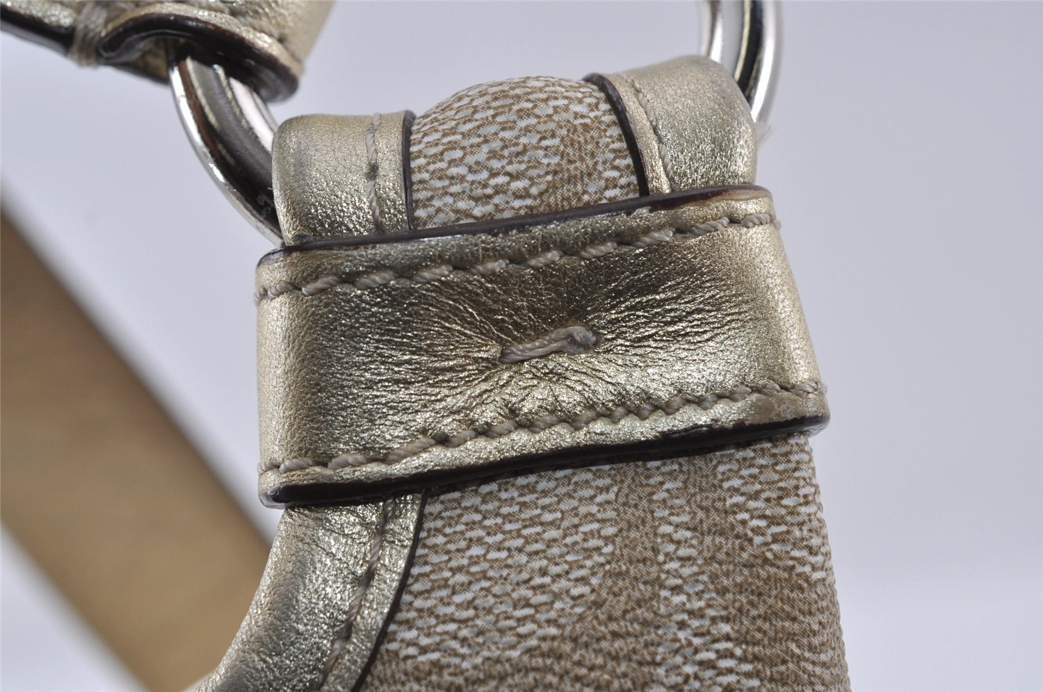 Authentic COACH Signature Shoulder Cross Body Bag PVC Leather F15704 Beige 4019I