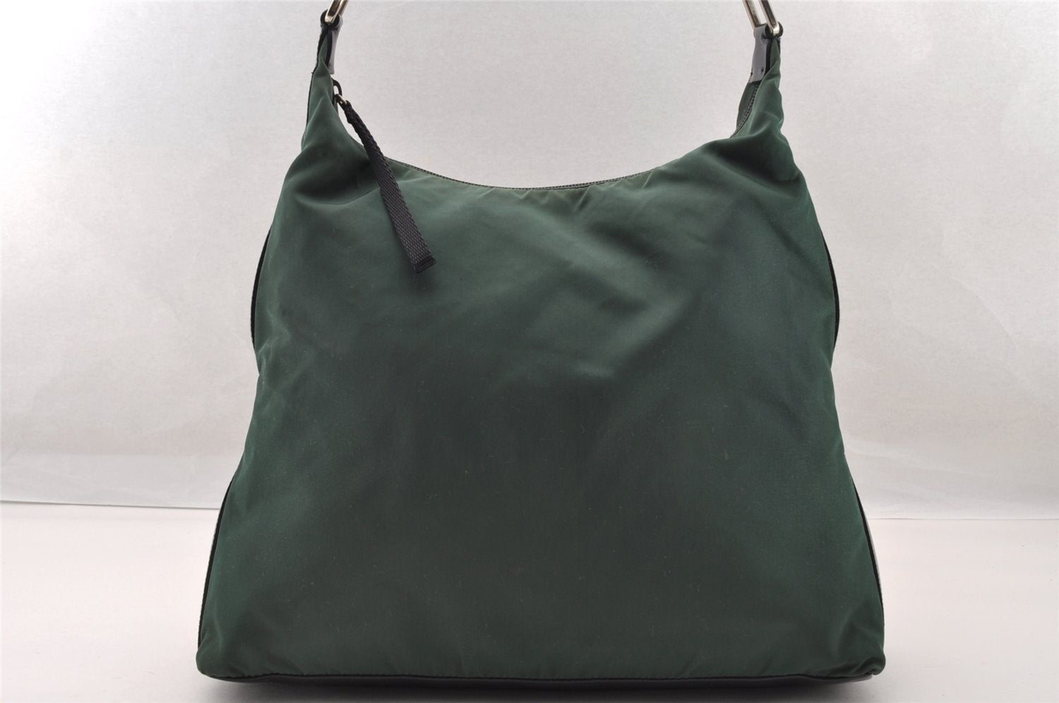 Authentic PRADA TESSUTO NASTRO Nylon Leather Shoulder Bag B9300 Green 4020I