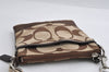 Authentic COACH Signature Shoulder Cross Body Bag Canvas Leather Brown 4024I