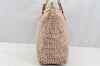 Authentic FENDI Zucchino Shoulder Hand Tote Bag Canvas Leather Pink 4028I