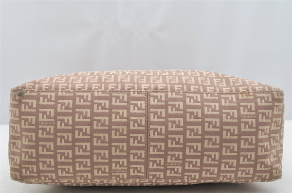 Authentic FENDI Zucchino Shoulder Hand Tote Bag Canvas Leather Pink 4028I