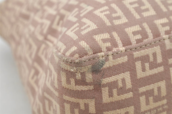 Authentic FENDI Zucchino Shoulder Hand Tote Bag Canvas Leather Pink 4028I