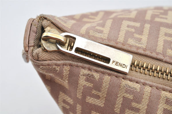 Authentic FENDI Zucchino Shoulder Hand Tote Bag Canvas Leather Pink 4028I