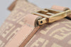 Authentic FENDI Zucchino Shoulder Hand Tote Bag Canvas Leather Pink 4028I