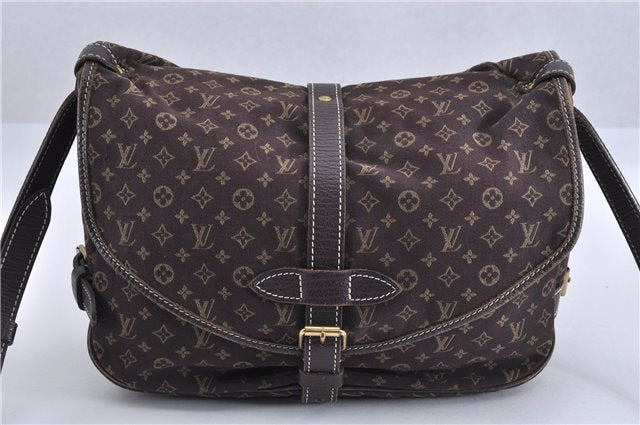 Auth Louis Vuitton Monogram Mini Lin Saumur 30 Shoulder Bag M95227 Brown 4033F