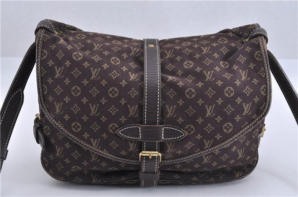 Auth Louis Vuitton Monogram Mini Lin Saumur 30 Shoulder Bag M95227 Brown 4033F