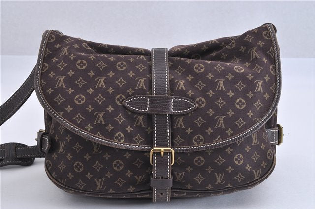 Auth Louis Vuitton Monogram Mini Lin Saumur 30 Shoulder Bag M95227 Brown 4033F