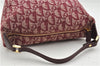 Authentic Christian Dior Trotter Hand Bag Pouch Purse Canvas Leather Red 4035E