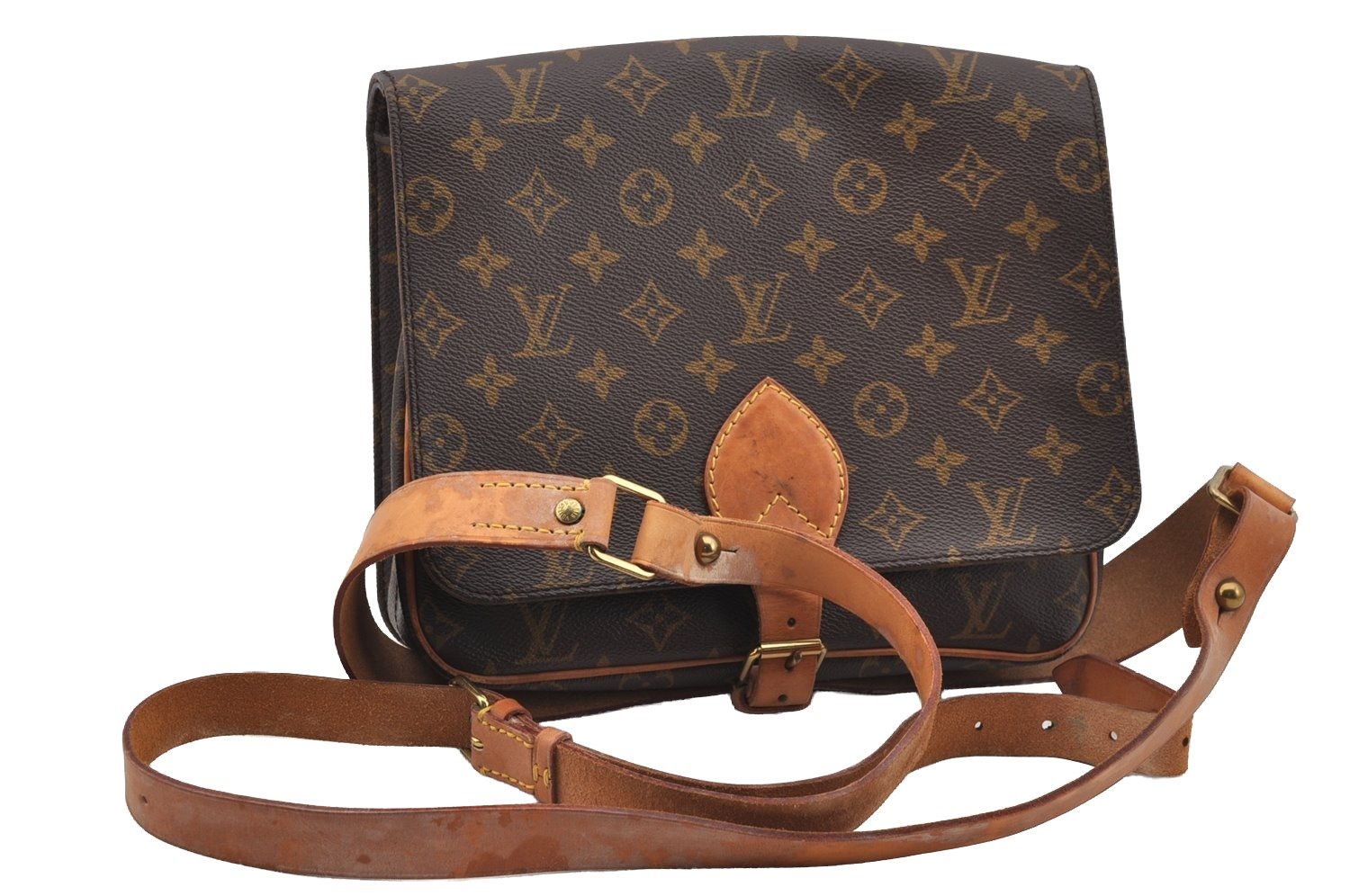 Authentic Louis Vuitton Monogram Cartouchiere GM M51252 Shoulder Bag Junk 4037I