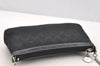 Authentic COACH Signature Hand Bag Pouch Purse Canvas Leather F44612 Black 4039I