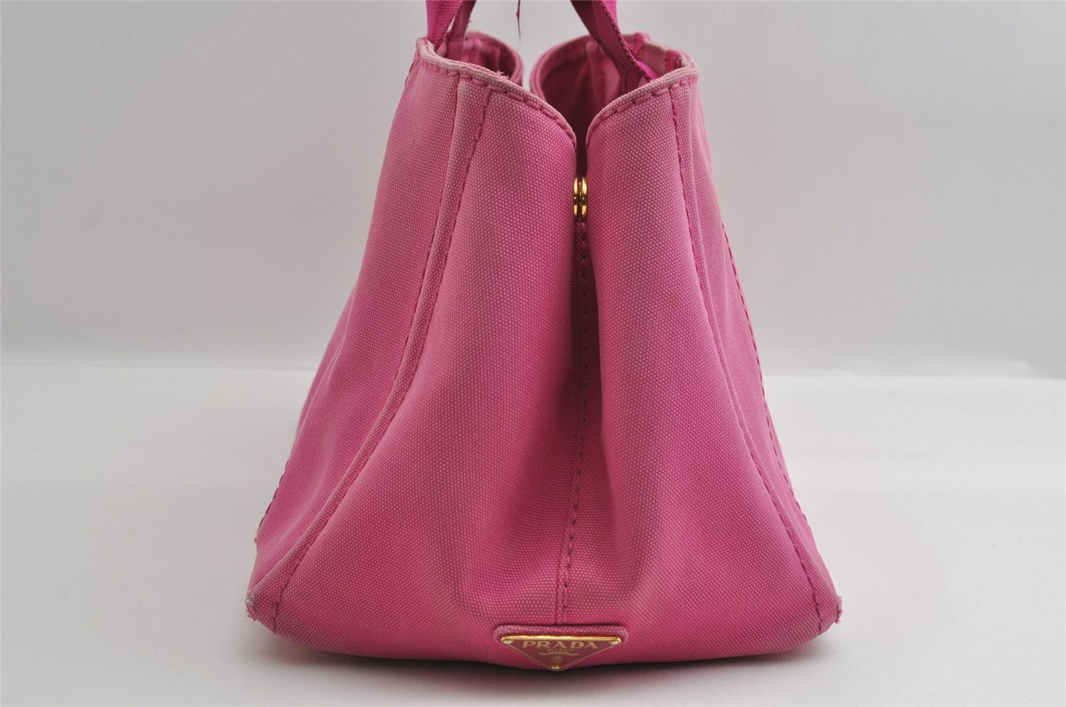 Authentic PRADA Canapa M Vintage Canvas Tote Hand Bag Pink 4042I