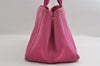 Authentic PRADA Canapa M Vintage Canvas Tote Hand Bag Pink 4042I