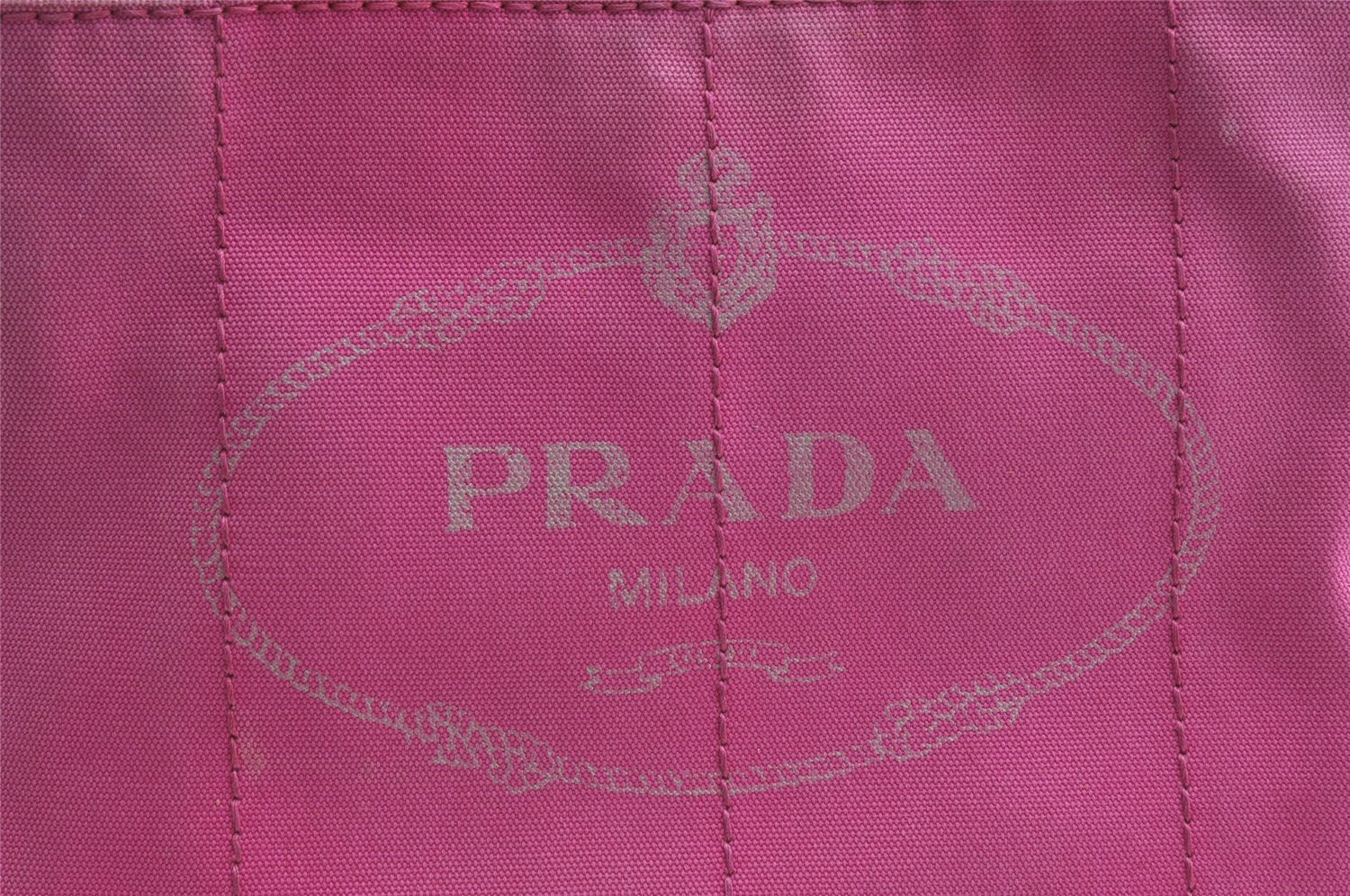 Authentic PRADA Canapa M Vintage Canvas Tote Hand Bag Pink 4042I