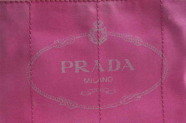 Authentic PRADA Canapa M Vintage Canvas Tote Hand Bag Pink 4042I