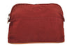 Authentic HERMES Bolide 25 Pouch Cosmetic Purse Canvas Cotton Leather Red 4043I