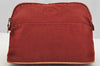 Authentic HERMES Bolide 25 Pouch Cosmetic Purse Canvas Cotton Leather Red 4043I