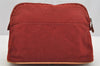 Authentic HERMES Bolide 25 Pouch Cosmetic Purse Canvas Cotton Leather Red 4043I