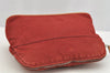 Authentic HERMES Bolide 25 Pouch Cosmetic Purse Canvas Cotton Leather Red 4043I