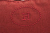 Authentic HERMES Bolide 25 Pouch Cosmetic Purse Canvas Cotton Leather Red 4043I