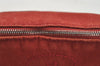 Authentic HERMES Bolide 25 Pouch Cosmetic Purse Canvas Cotton Leather Red 4043I