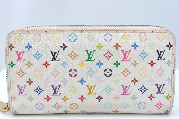 Auth Louis Vuitton Monogram Multicolor Zippy Wallet White Pink M60241 LV 4049I