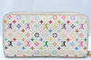 Auth Louis Vuitton Monogram Multicolor Zippy Wallet White Pink M60241 LV 4049I