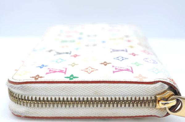 Auth Louis Vuitton Monogram Multicolor Zippy Wallet White Pink M60241 LV 4049I