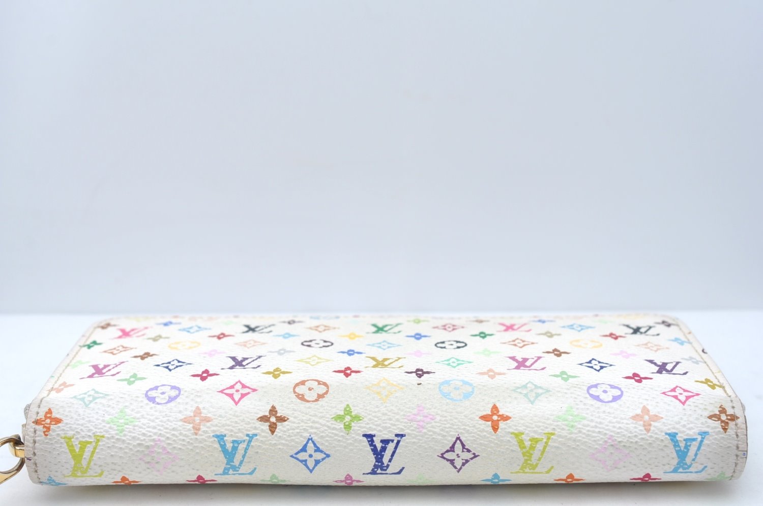 Auth Louis Vuitton Monogram Multicolor Zippy Wallet White Pink M60241 LV 4049I