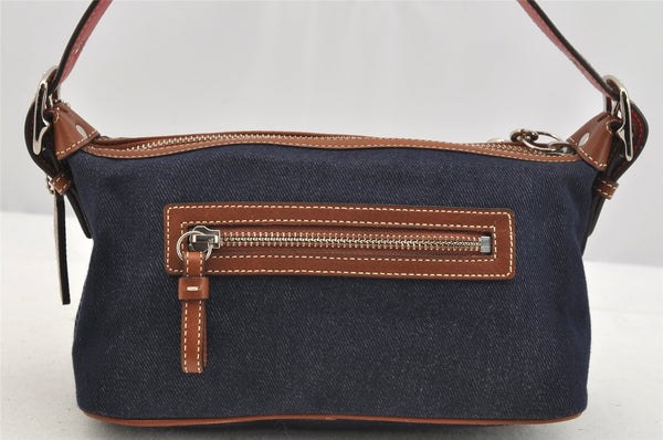 Authentic COACH Shoulder Hand Bag Purse Denim Leather 6854 Navy Blue 4050I