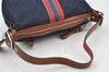 Authentic COACH Shoulder Hand Bag Purse Denim Leather 6854 Navy Blue 4050I