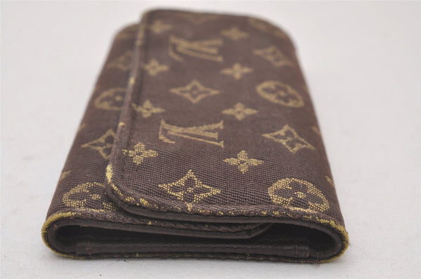Authentic Louis Vuitton Monogram Mini Lin Multicles 4 Hooks Key Case Brown 4052I