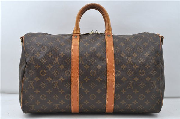Auth Louis Vuitton Monogram Keepall Bandouliere 45 Boston Bag M41418 LV 4053D