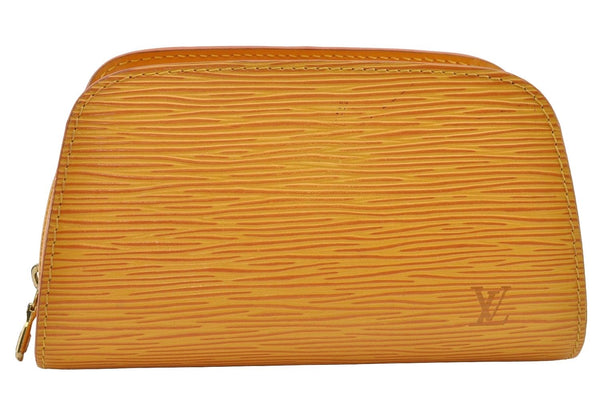 Authentic Louis Vuitton Epi Dauphine Cosmetic Pouch Yellow M48449 LV Junk 4054I